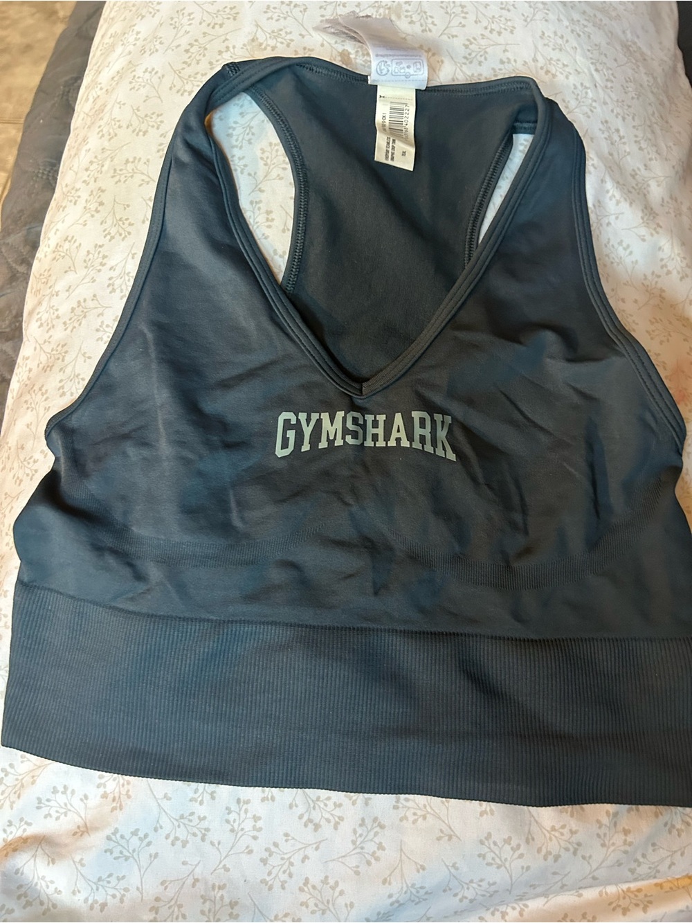 Gymshark Black V-Neck Racerback Sports Bra with Logo